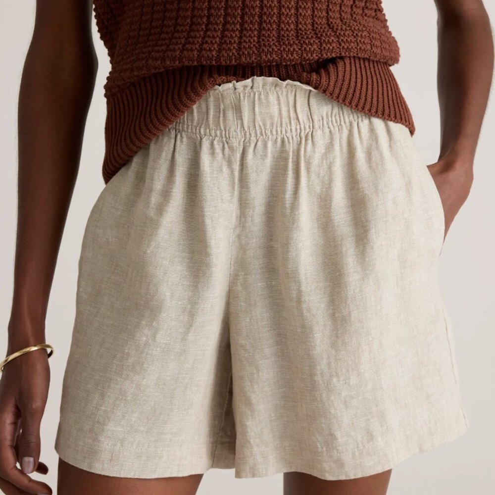 Quince 100% European Linen High Waisted Shorts Flax Women's Size XL